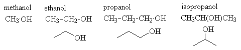 methyl, ethyl, propyl alcohol